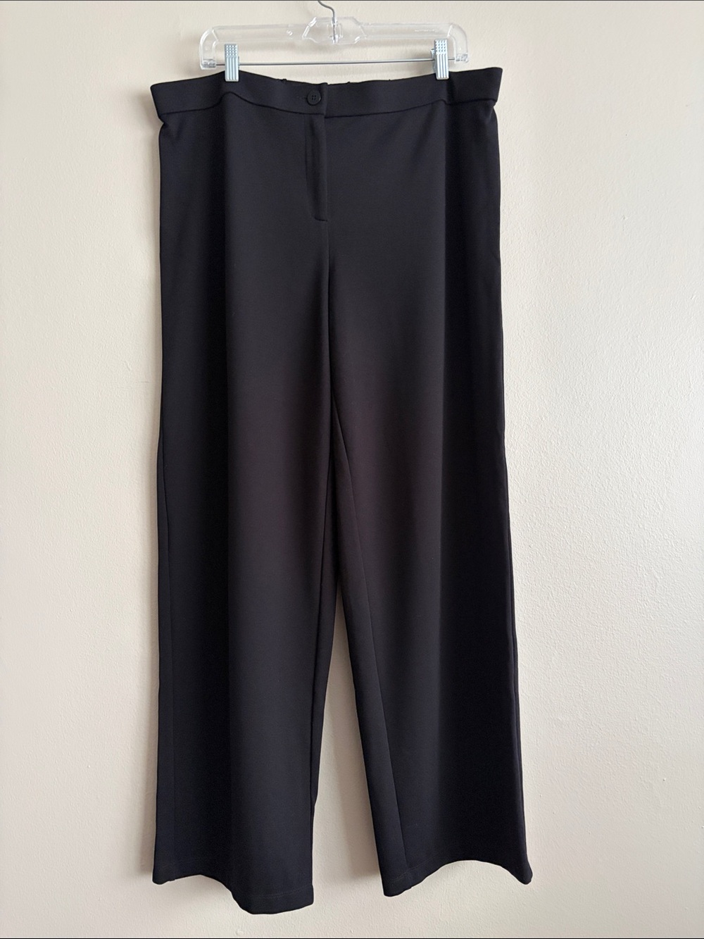Eileen Fisher Washable Flex Ponte Wide Leg Trouser Pants Black XL R19TJF